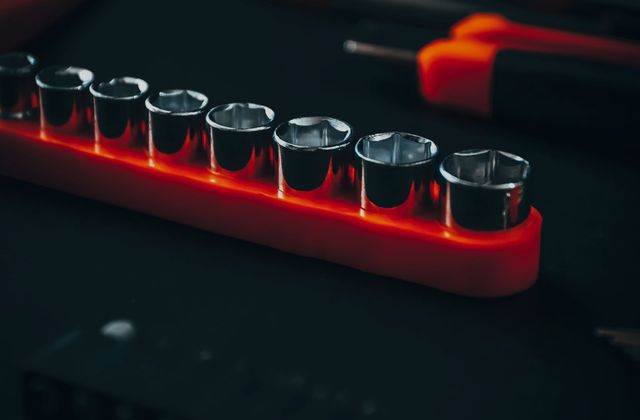 Drive sockets in a red holder